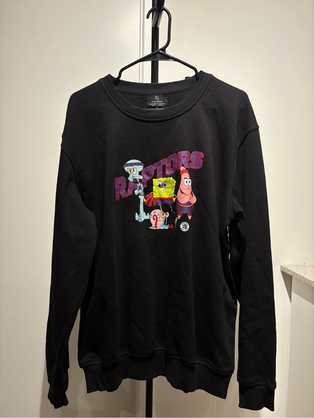 Black SpongeBob x Raptors Graphic Crewneck Sweatshirt